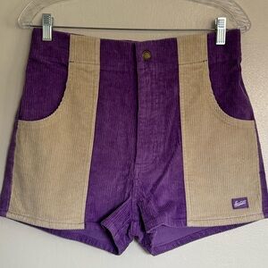 HAMMIES Original Corduroy Retro Shorts - Women's Size 30 - Purple & Sand - New